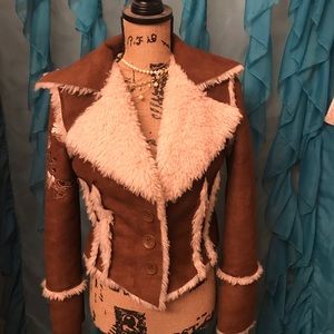 Bebe Faux Fur/Suede Jacket
